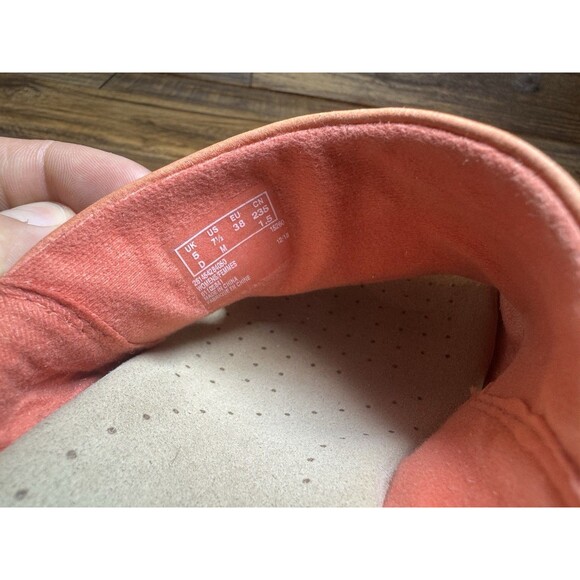 Women's Clarks Coral Pink Cork Wedge Sandals 3" Heel Size 7 1/2 Peep Toe Annadel - Picture 10 of 11